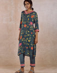 Teal Printed Kurta