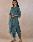 Embellished Teal Kurta Set