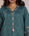Embellished Teal Kurta Set