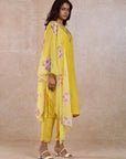 Yoke Embroidered Yellow Kurta Set