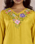 Yoke Embroidered Yellow Kurta Set