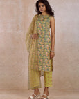 Multicolor Straight Kurta with Pant and Dupatta