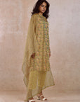 Multicolor Straight Kurta with Pant and Dupatta