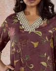 Brown Printed Kurta