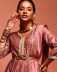 Pink Gathered Kurta Palazzo Set with Dupatta