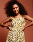 Off-white Printed Tiered Dress