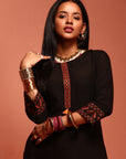 Black Embroidered Straight Kurta