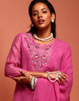 Pink Chanderi Kurta Set