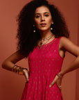 Fuchsia Kalidar Sleeveless Tunic Kurta