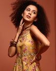 Yellow Printed Muslin Kalidar Dress