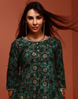 Green Printed Asymmetric Kurta