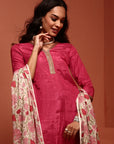 Pink Solid A-line Kurta Set
