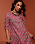 Pink Straight Printed Kurta