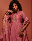 Old Rose Chanderi Embroidered Kurta Set