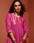 Pink Shantoon Gathered Kurta