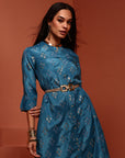 Blue Asymmetric Printed Kurta