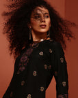 Black Brocade Straight Kurta