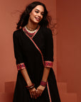 Solid Black A-line Kalidar Kurta