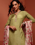 Green Solid Shantoon Kurta Set