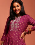 Purple Kalidar Printed Kurta