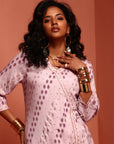 Lavender Printed A-line Kurta
