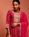 Fuchsia Kalidar Printed Kurta Set