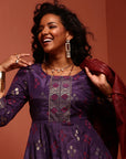 Violet Printed Shantoon Kalidar Kurta