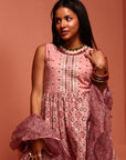 Cotton Pink Printed Kurta- Sharara Set