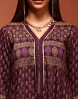 Kalidar Purple Printed Kurta Set