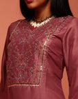 Rose Pink Embroidered Kurta Set