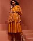 Mustard Solid Chanderi Anarkali Set