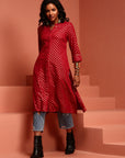 Fuchsia Printed Asymmetric Kurta