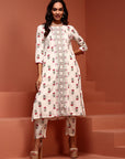 Off-white Printed A-line Kurta Set
