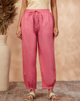 Solid Coral Cotton Izhar Pant