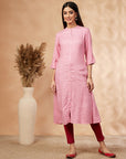 Pink Printed A-Line Kurta