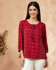 Printed Maroon Top
