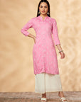 Printed Straight Pink Kurta