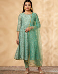 Mint Printed Kalidar Kurta Set