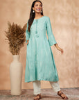 Sage Green Printed A-Line Kurta