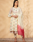 Off-White Printed Anarkali Kurta Set