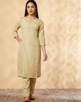 Beige Printed Kurta Set