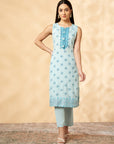 Light Blue Printed Kurta Set
