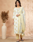 Straight Yellow Printed Kurta Set