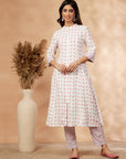 Off-White Print A-Line Kurta set