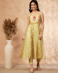 Printed Lime Green Anarkali Kurta Set
