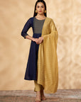 Navy Kalidar Embroidered Kurta Set