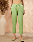 Solid Green Straight Pant