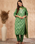 Green Printed Kurta Set