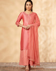 Solid Coral Kurta Set with Palazzo