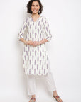 Printed Off-white Kurta